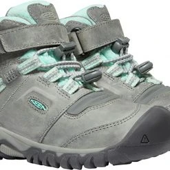 Keen Ridge Flex Mid WP Chaussures Enfant, gris/turquoise -Chaussures Soldes Boutique keen ridge flex mid wp shoes kids grey blue tint 3 1