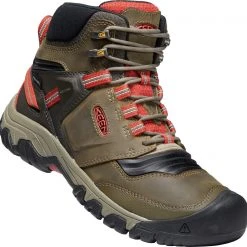 Keen Ridge Flex Mid WP Chaussures Homme, olive/rouge
