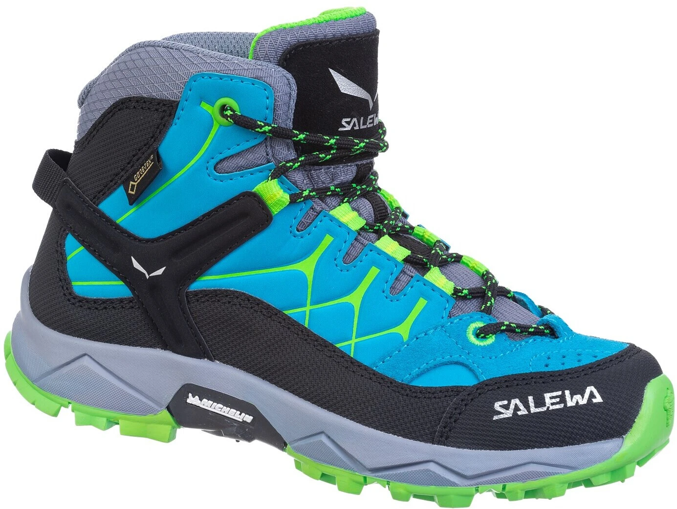 SALEWA Alp Trainer GTX Chaussures mi-hautes Enfant, bleu/vert 1 SALEWA Alp Trainer GTX Chaussures mi-hautes Enfant, bleu/vert